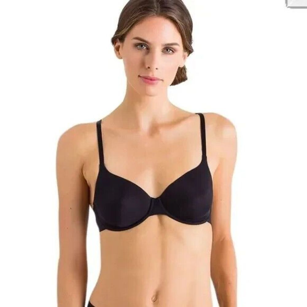 NWT Hanro Women's Smooth Illusion Black Size 32D Comfort Tshirt Bra Underwire